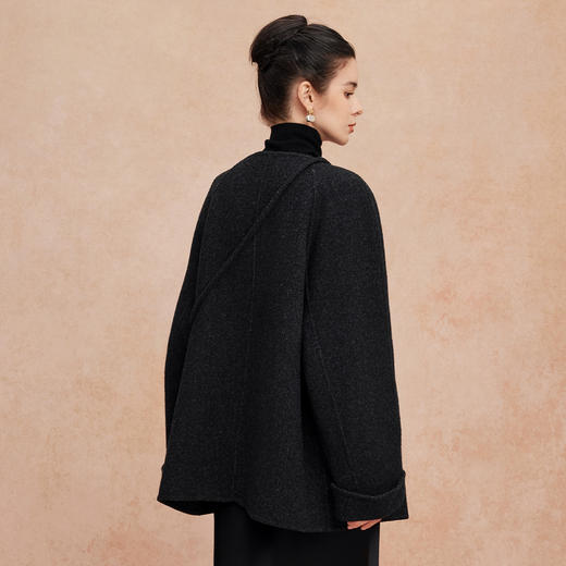 QH914斯尔丽2025新款轻薄滑爽软糯韩版宽松时尚配口红包大衣 商品图9