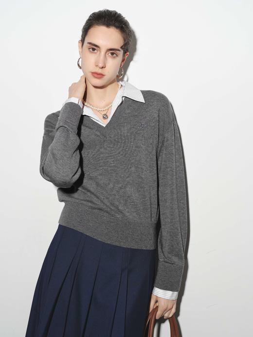 【商场同款】伊芙丽春秋针梭拼毛衣1G2233691 商品图0