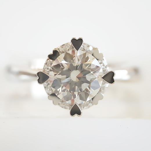 【天然正品】钻石小鸟PT900经典简约四爪款花朵造型1.00克拉钻石戒指14号（戒圈可改）女士081125NJS04 商品图2