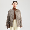 QS高级感时髦圆领长袖鹅绒服外套女秋冬新款2025菱形格百搭上衣7258 商品缩略图2
