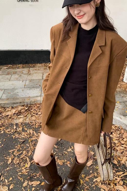 Kai & Kiera 经典棕色气质通勤西装半裙套装 21627 商品图2