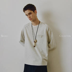 714street高端线 BEHALF 混纺锦棉波纹领贝壳扣 弧形下摆口袋长袖