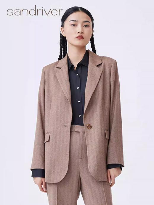 人字纹羊绒女西服  SJF93W364A 商品图0
