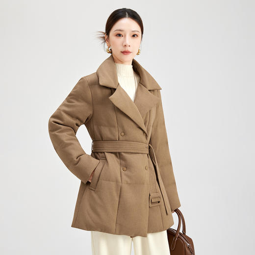 QS白鹅绒气质高端商务高级感冬季新款收腰羽绒服外套女设计感女0018 商品图1
