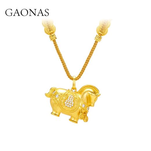 GAONAS  中式贵气小马设计金色项链11679DGO 商品图1