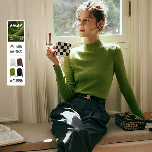 OLrain半高领毛衣女秋2025新款套头精致套头毛衣 商品图0