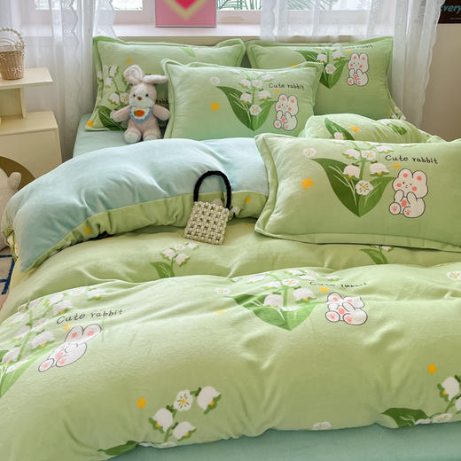 【秋冬季新款印花牛奶绒四件套】卡通风加厚保暖床单四件套 商品图8