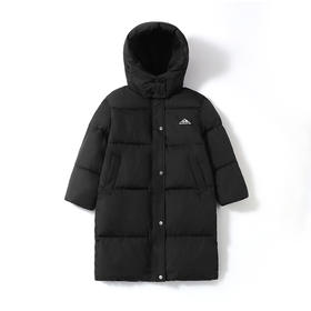 【保暖服饰丨吾家儿童长款字母保暖棉服 】130-170码可选，防风帽设计，轻松包裹整个脸部，抵御寒风，双向拉链出行方便自由，口袋宽敞收纳方便，版型宽松，可包容多种身材