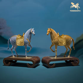 铜师傅《富贵唐马》客厅桌面铜马摆件 家居装饰工艺品 开业礼物