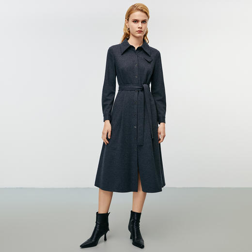 EITIE爱特爱冬季新款气质通勤OL百搭显瘦收腰毛呢连衣裙8007714 商品图3