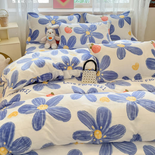 【秋冬季新款印花牛奶绒四件套】卡通风加厚保暖床单四件套 商品图2