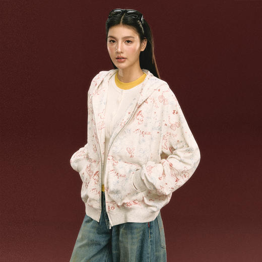 Ariseism 美式复古设计感连帽卫衣外套女秋冬新款保暖上衣 商品图1