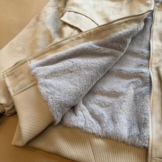 D111943早冬复古大理石纹座山雕连帽棉服 商品图10