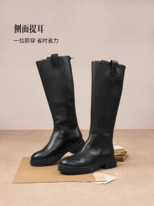 【云粉节】BF楼Bata及膝骑士靴女2025冬款牛皮粗跟百搭长筒靴AC247DG5   吊牌价2059   活动价1399 商品图4