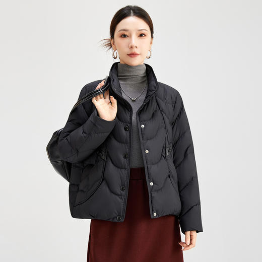 QS冬季新款新中式立领印花羽绒服加绒加厚大码女鸭绒外套5122 商品图3