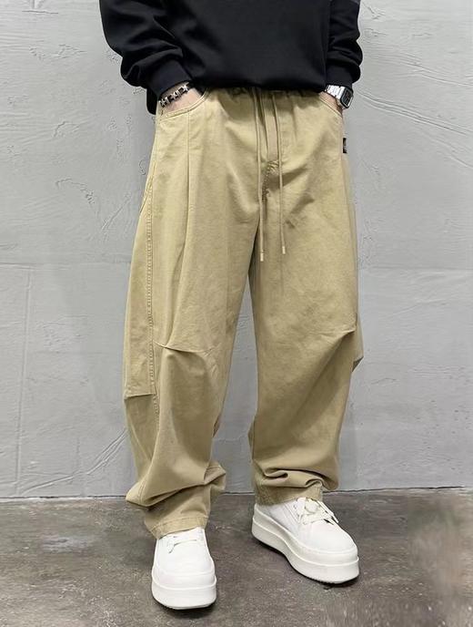 D111923户外高街加绒加厚重磅水洗宽松多口袋工装机能束脚裤 商品图1