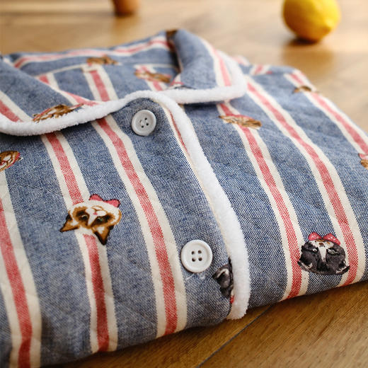 三层空气棉~女士睡衣空气棉夹层纯棉加厚 可爱猫咪印花秋冬季套装加大码家居服春秋 商品图4