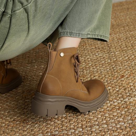 【厚底系带马丁靴】 百搭大黄靴轻便短靴6CM-CC 商品图1