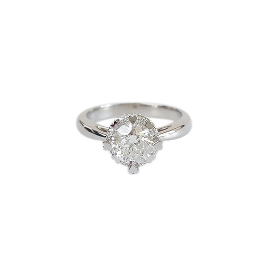 【天然正品】钻石小鸟PT900经典简约四爪款花朵造型1.00克拉钻石戒指14号（戒圈可改）女士081125NJS04 商品图0