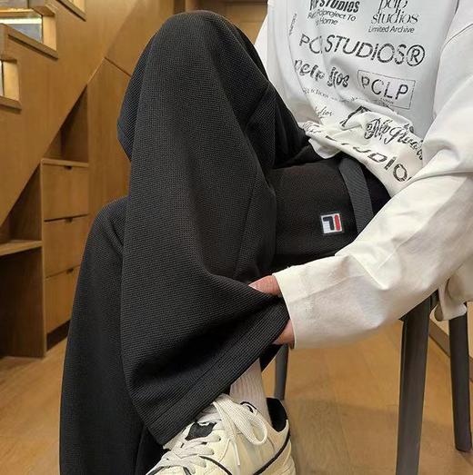 D111925加绒新款阔腿格子裤修饰腿型情侣款卫裤 商品图3