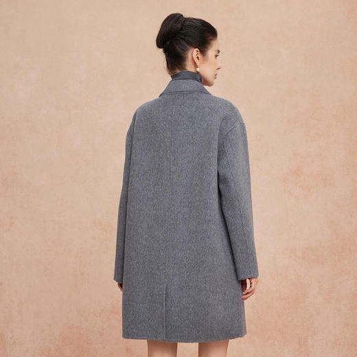 QH922斯尔丽2025新款含山羊绒双面双色韩版简洁大方OL通勤羊毛大衣 商品图5