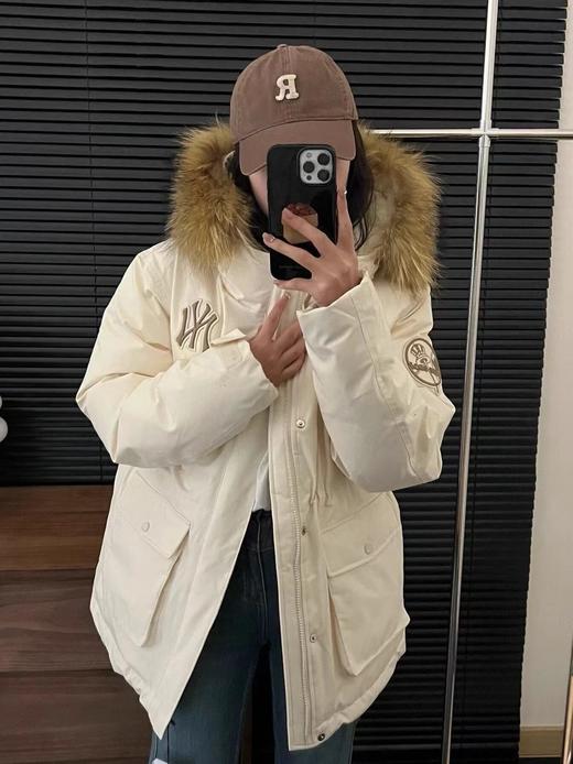 D111969大标带毛字母连帽工装中长款羽绒服 商品图10