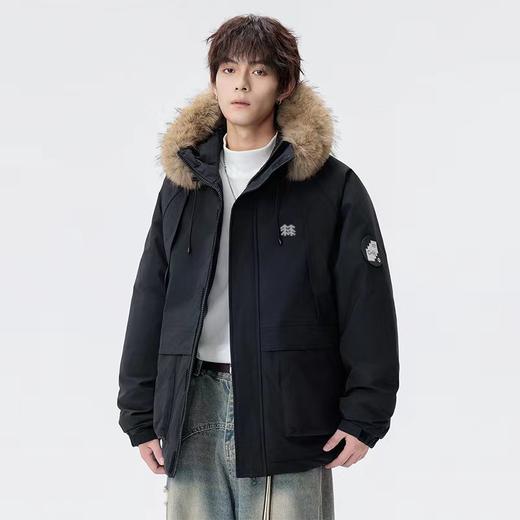 D111927羽绒棉服貉子毛连帽派克棉衣外套男女同款 商品图3