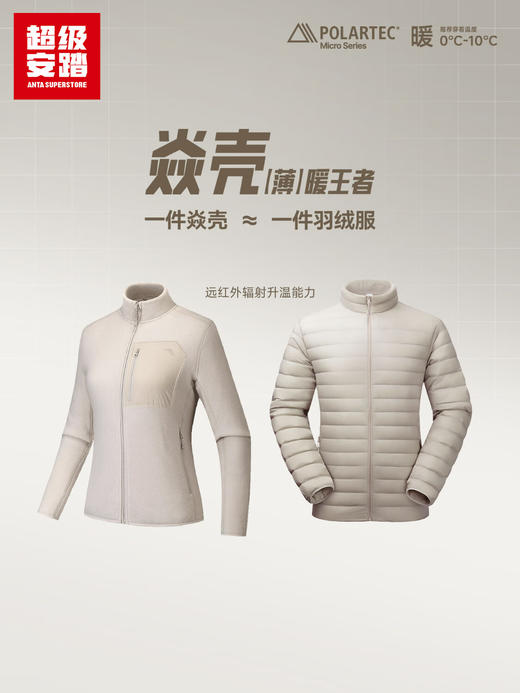 超级安踏焱壳丨抓绒运动外套女士户外POLARTEC保暖立领针织开衫162546710U 商品图1