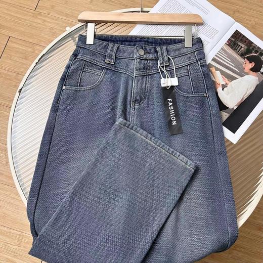 D111932保暖复古星空纹阔腿牛仔裤高腰宽松显瘦直筒阔腿裤 商品图11