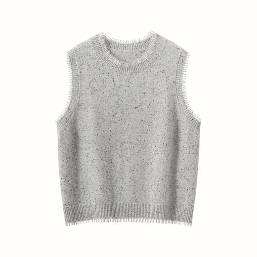 羊毛羊绒混纺流苏领边小背心 商品图0