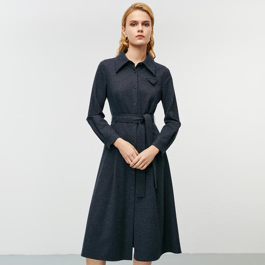 EITIE爱特爱冬季新款气质通勤OL百搭显瘦收腰毛呢连衣裙8007714 商品图1