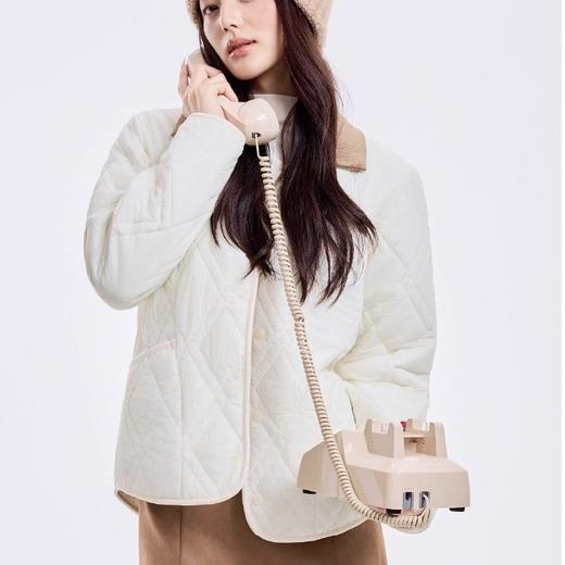 【可拆卸翻领 一衣两穿】姹弥空气层可拆翻领羊毛外套 羊毛填充柔软保暖轻盈 菱格型绗缝工艺美观锁温不跑绒 百搭舒适 商品图2