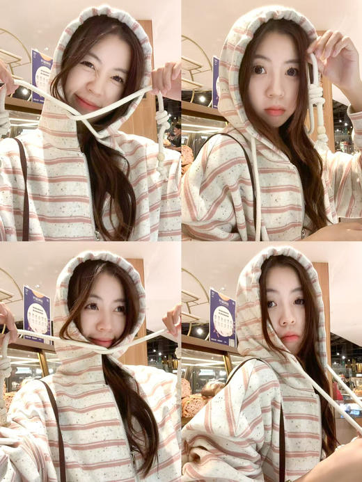 <曾小咸推荐>现货秒杀！微信超特价！粉色条纹连帽短外套 日常249.99 立减110 秒杀139.99！ 商品图5