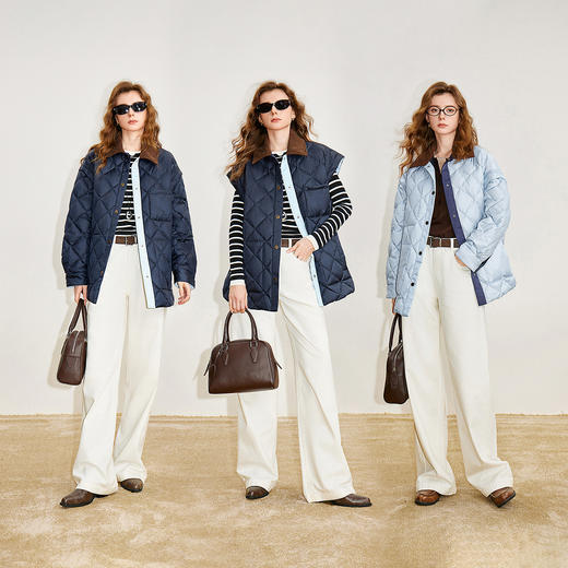 初语双面穿羽绒服女2025冬季新款发热抗菌柔软白鸭绒拼接领口外套8546017 商品图3