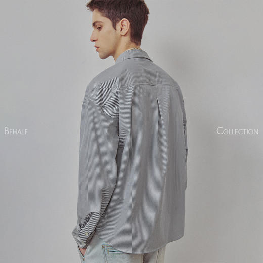 714street高端线BEHALF  东丽「猫眼扣」筋骨感条纹记忆回弹衬衫 商品图3