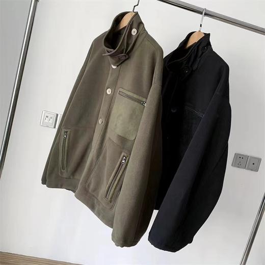 D111956复古松弛感立领+按扣设计摇粒绒立领夹克 商品图1