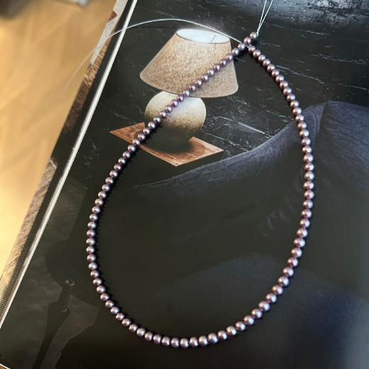 九紫离火 天然浓紫色串珠，太太太美了，ji光无瑕，视觉正圆哦！4-5mm，纯银扣（单独项链不含吊坠） 商品图0