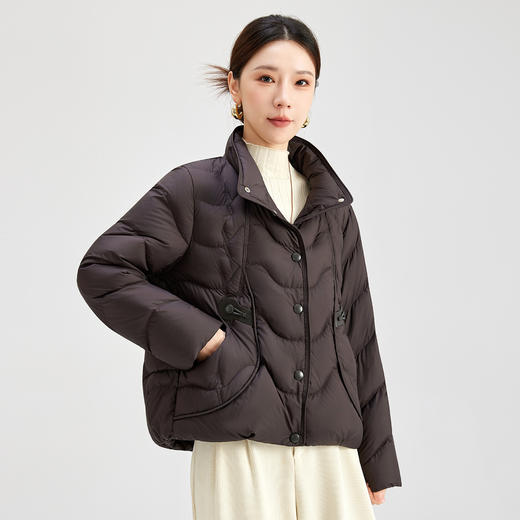 QS冬季新款新中式立领印花羽绒服加绒加厚大码女鸭绒外套5122 商品图2