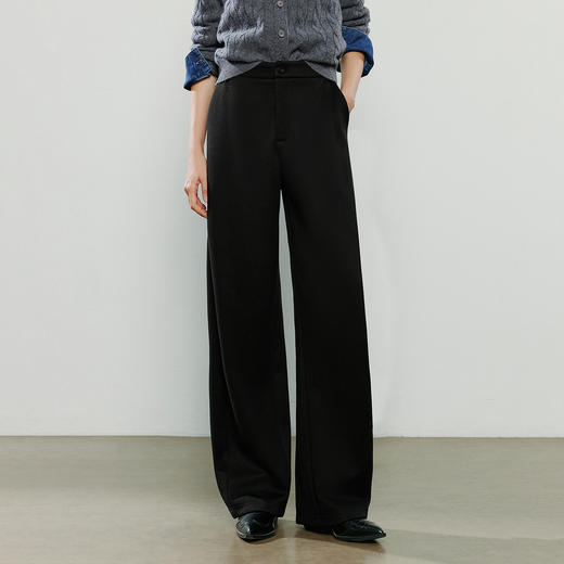 初语 2025冬季新款休闲裤女 仿呢加绒复古通勤厚实保暖廓形香蕉裤 商品图1