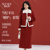 【11/19新品】熙世界小香风红色棉衣棉服女2025年冬季新款高级感毛绒翻领短外套 商品缩略图0