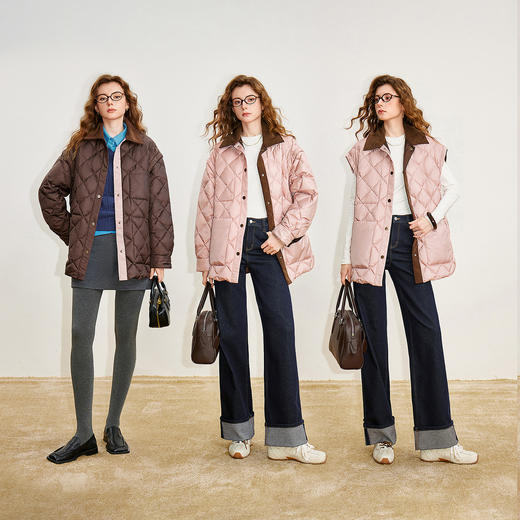 初语双面穿羽绒服女2025冬季新款发热抗菌柔软白鸭绒拼接领口外套8546017 商品图2