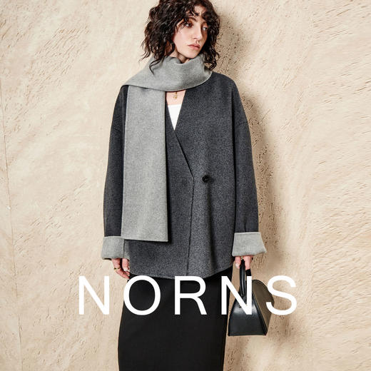 高定款 | NORNS LADY诺恩【赴约大衣】冬季新款双面毛呢外套100%山羊绒围巾外套 H25WS01584  商品图3