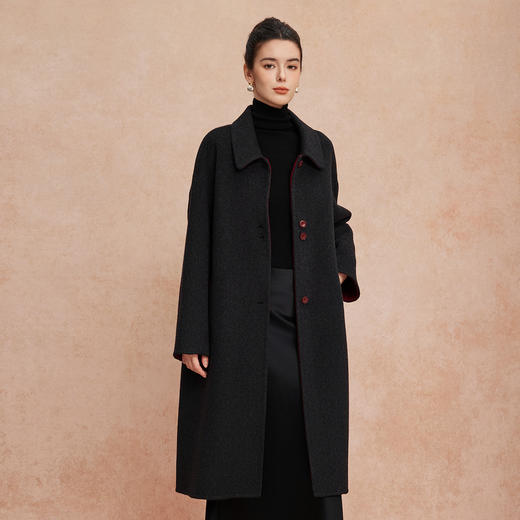 QH921斯尔丽2025新款双面双色宽松廓形慵懒风简洁大方羊毛大衣 商品图2