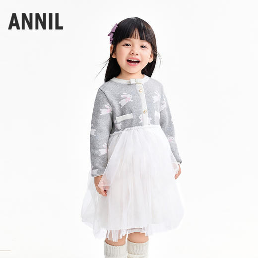 【实体店同款】女童长袖针织连衣裙冬季新款安奈儿童装XG543054 商品图1