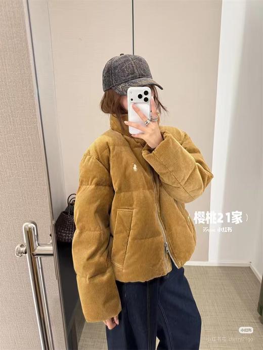 D111958复古时髦灯芯绒保暖立领舒适面包羽绒服 商品图5