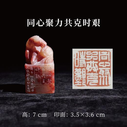 李平丨同心聚力共克时艰 3.5x3.6x7CM 手工篆刻印章作品 商品图0