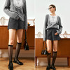 OLrain欧芮儿灰色高腰休闲裤女秋季2025年新款通勤百搭毛呢短裤 商品缩略图0