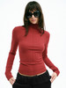 TR她热 慕斯打底 红色慕斯针织弹力复古修身基础款打底衫上衣 商品缩略图3
