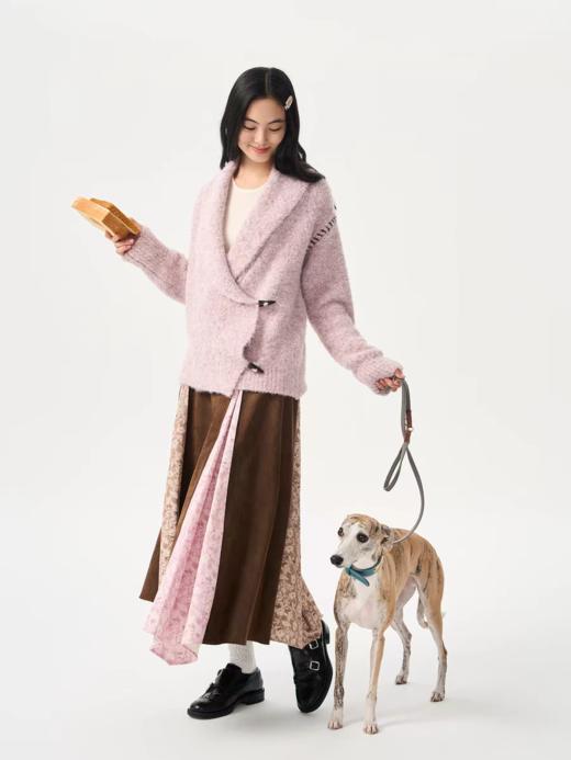 heris/H54112/花园印花拼接麂皮松紧腰A字伞裙 商品图3