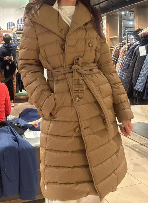 到手价4599元 巴宝莉Burberry超级特价，女士中长款棕色内衬格纹连帽羽绒服 美国代购，无中文标签，介意慎拍 商品图1